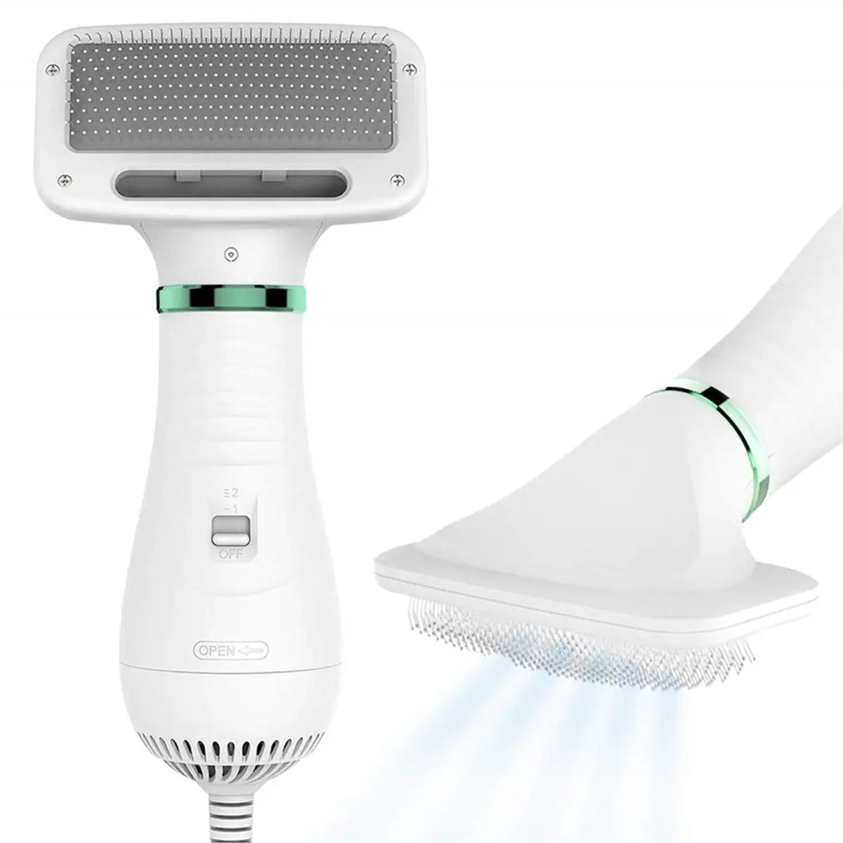 2-In-1 Dog Hair Dryer with Slicker Brush - Adjustable Temperature